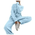thumbnail image 1 of Ensemble de Survêtement Deux Pièces pour Femmes, Haut à Manches Longues Col Rond avec Bas Assortis, Tenue Confortable, 1 of 4