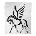 thumbnail image 1 of ASHLEIGH Throw Blanket Warm Cozy Print Flannel Pegasus Winged Horse Side View Black and White Beautiful Comfortable Soft for Bed Sofa and Couch 58x80 Inches, 1 of 1