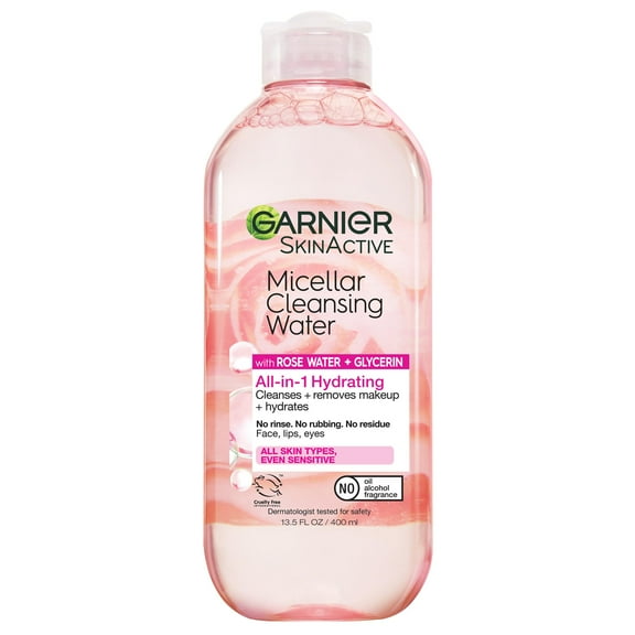 Garnier SkinActive Micellar Cleansing Water All in 1 Hydrating Rose Water Makeup Remover, Face Cleanser, 13.5 fl oz