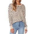 thumbnail image 2 of Nlife Women Leopard Print Knitted Crew Neck Long Sleeve Sweater, 2 of 6