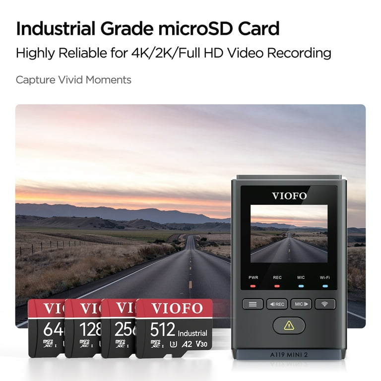 VIOFO 256GB Industrial Grade microSD Card for Dash Camera, U3 A2