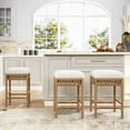 thumbnail image 6 of Jennifer Taylor Home Lucia 25.5" Backless Upholstered Counter Stool with Resin Rattan Frame, Ivory White Boucle, 6 of 7