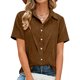 thumbnail image 4 of Camisas de Manga Larga para las Mujeres Suelto Ajuste Solapa Botón de Manga Corta Imitación Túnica de Lino, Camisas de Manga Larga para las Mujeres Bajo Scrubs Blusa Casual, 4 of 7