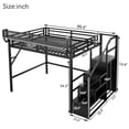 thumbnail image 2 of Full-size loft bed with stairs, metal full loft bed with storage shelves, loft bed with wardrobe suitable for teenagers, black finish(No Mattress), 2 of 17