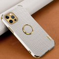 thumbnail image 7 of Compatible with iPhone 11 Pro Max Ring Holder Case Luxury Crocodile Cover Gold Edge 360 Degree Rotation Stand for Women Girls Slim Leather Snake Lizard Skin Protective Cover case,6.5inch-White, 7 of 7