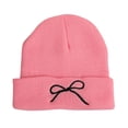 thumbnail image 2 of absanyy Women's Pink Beanie - Size M, with Bow Embroidery, Warm Stretchy Cuffed for Fall Winter, Stylish Casual Headwear, 2 of 3