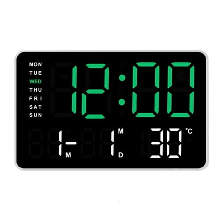 10.5in Digital Wall Clock With Date, Temperature and Auto Daylight Savings Time Desk Decoration Color Option