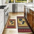 Farmhouse Rooster Kitchen Rugs, Memory Foam Mats, red PVC Leather Set
