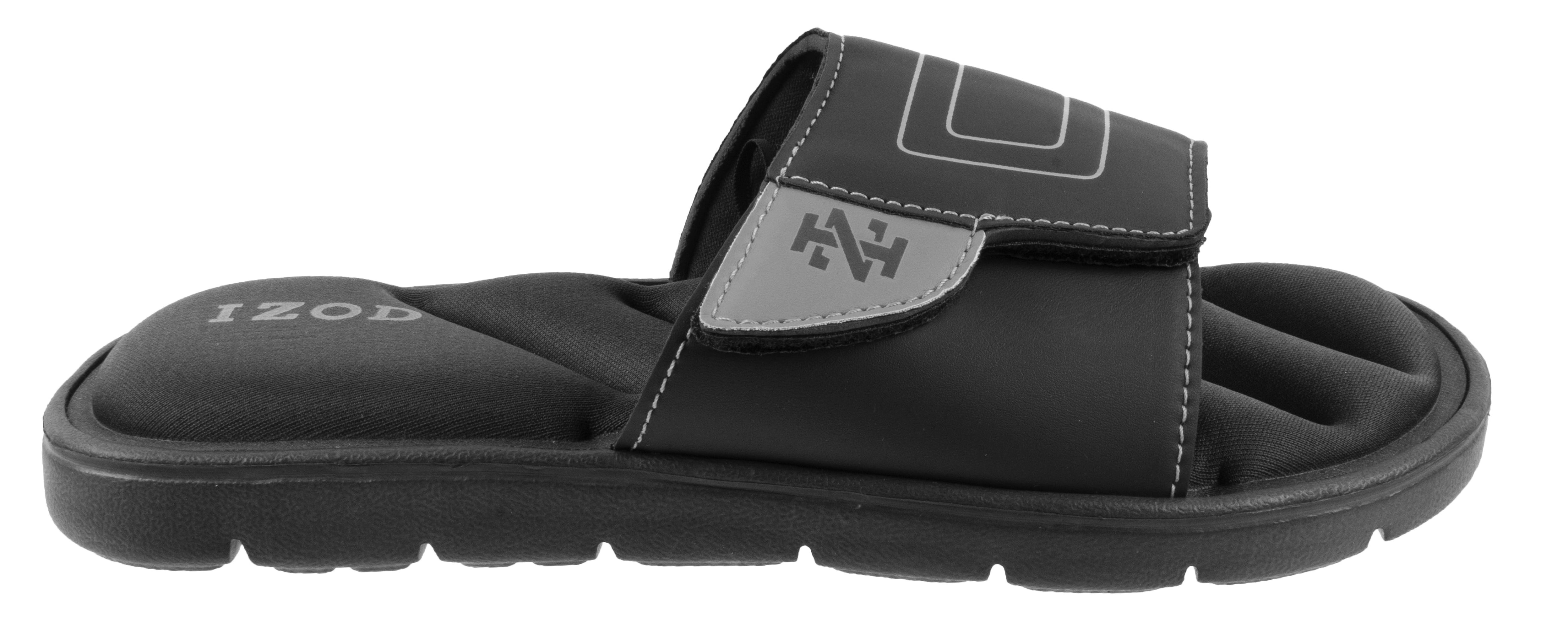IZOD Black & White Slide-In Sandals with Wide (Velcro) Strap Izod Sandals Womens 9 M Alyssa Strap Slip On Slide Black  main image 2