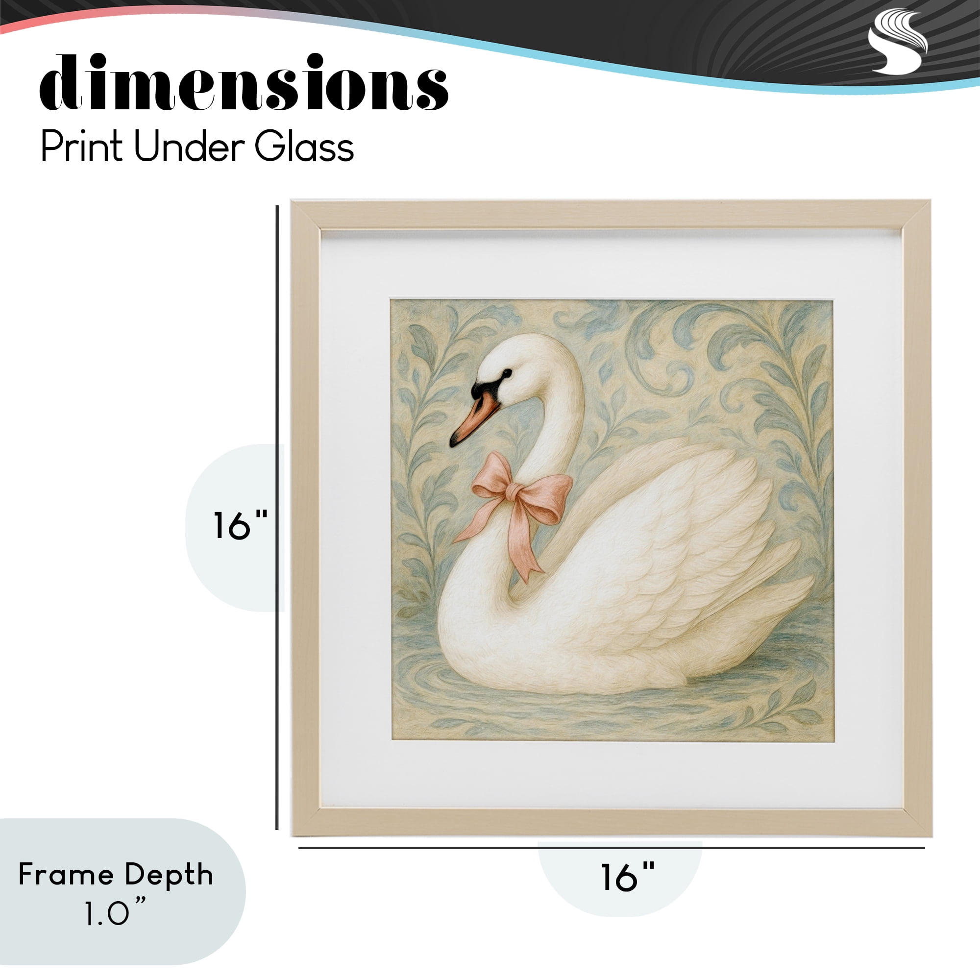 Stupell Industries Vintage Leaves Swan Birch Framed Print Under Glass, design by Grotto Studios