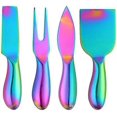 thumbnail image 2 of 4 Pieces Stainless Steel Cheese Knives Set,Stainless Steel Cheese Knives, Cheese Cutter , Cheese Slicer, Cheese Fork -Rainbow Color, 2 of 5