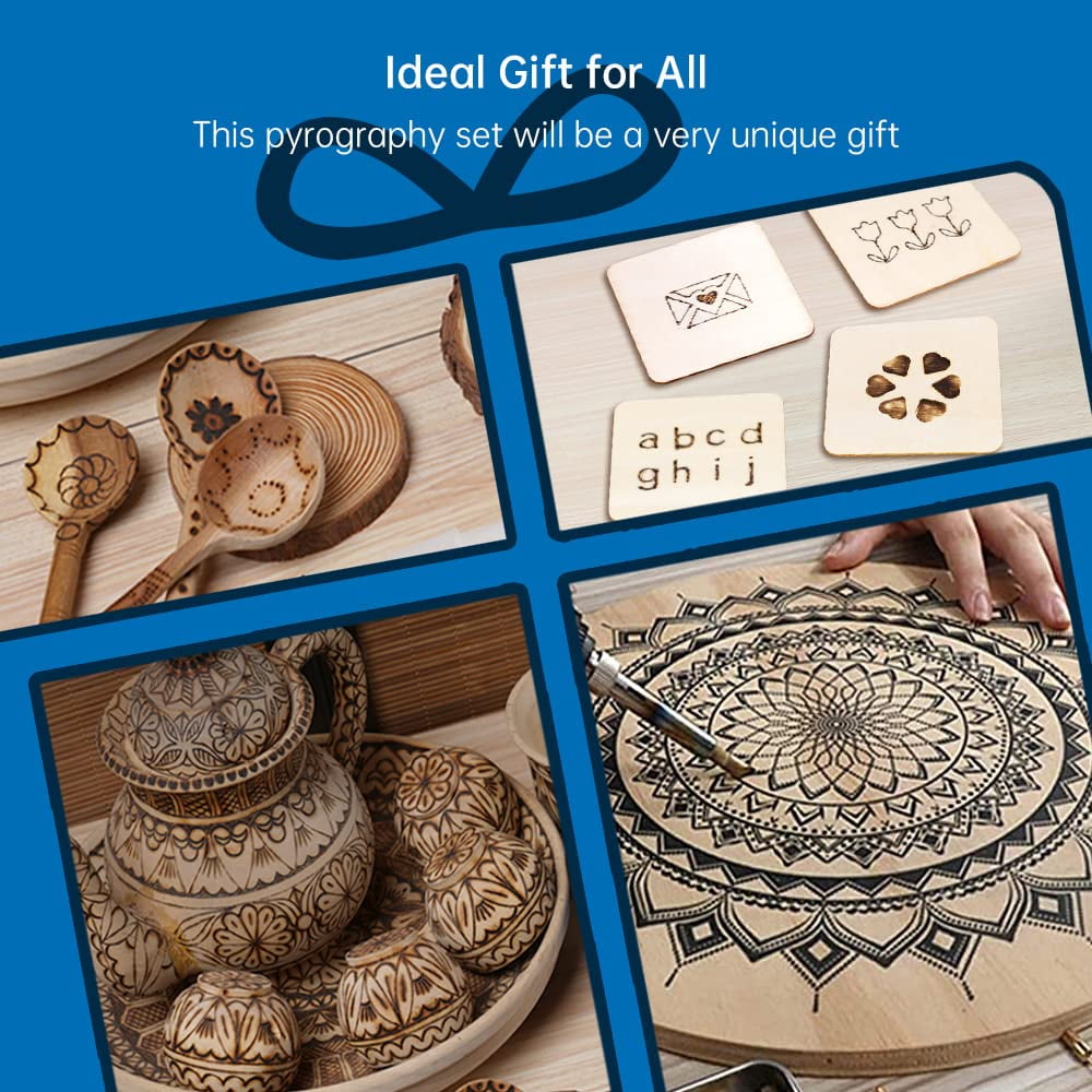 FASTTOBUY Wood Burning Kit with Stencils,Adjustable Temperature Dual Pyrography Pen Station-104 Piece Set Working Engraving Supplies