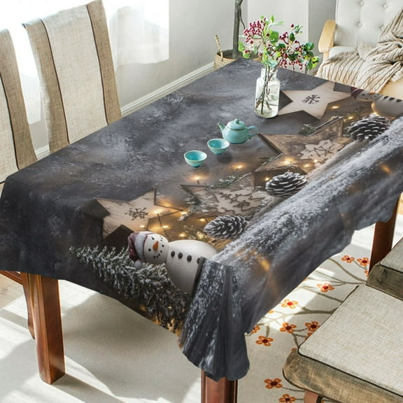 WOBOGO Christmas Backdrop Pattern Square Tablecloth 54×54in Polyester Fabric Tablecloth Washable Dust Resistant Wrinkle Resistant