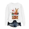 thumbnail image 4 of larppty Christmas Sweatshirts for Women Santa Claus Reindeer Gifts Graphic Crewneck Pullover Xmas Holiday Top for Party （White, XXL）, 4 of 6