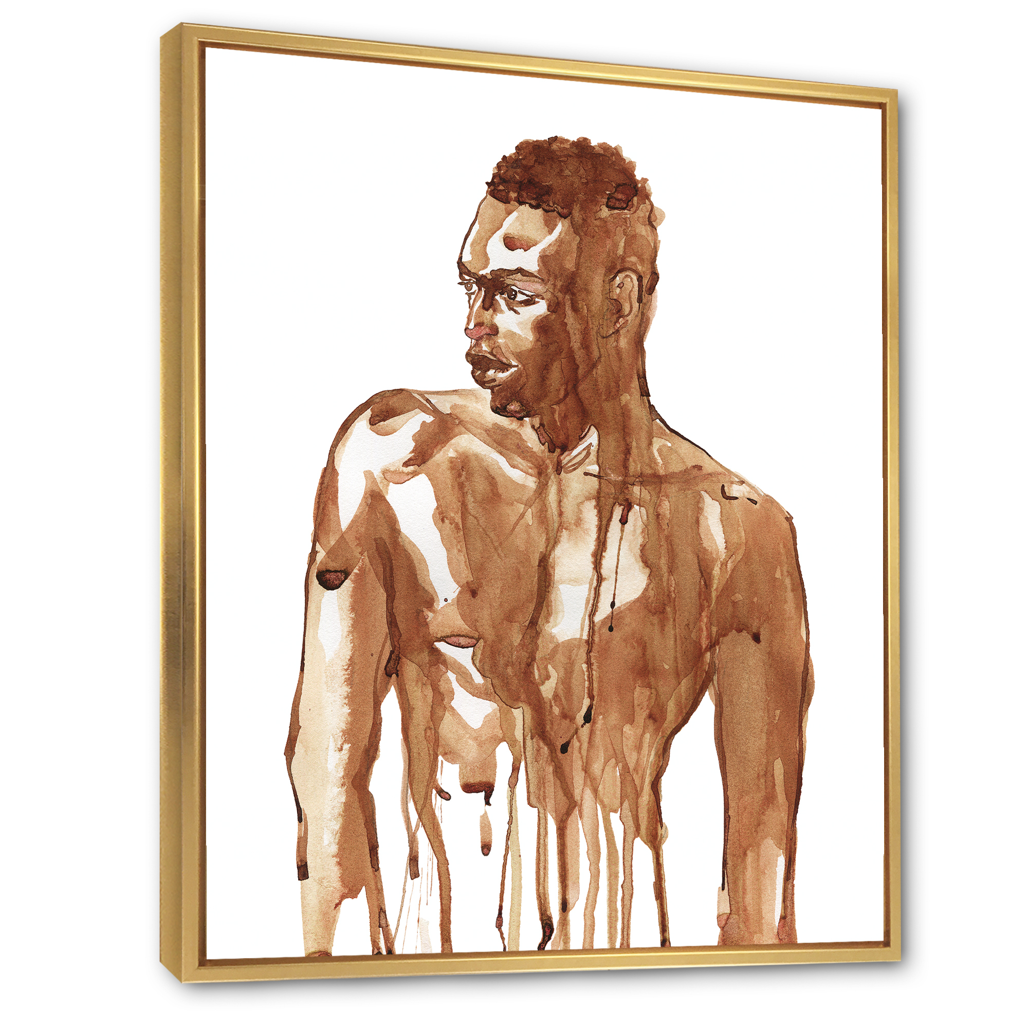 Designart 'Portrait of Handsome African Man On White II' Modern Framed Canvas Wall Art Print