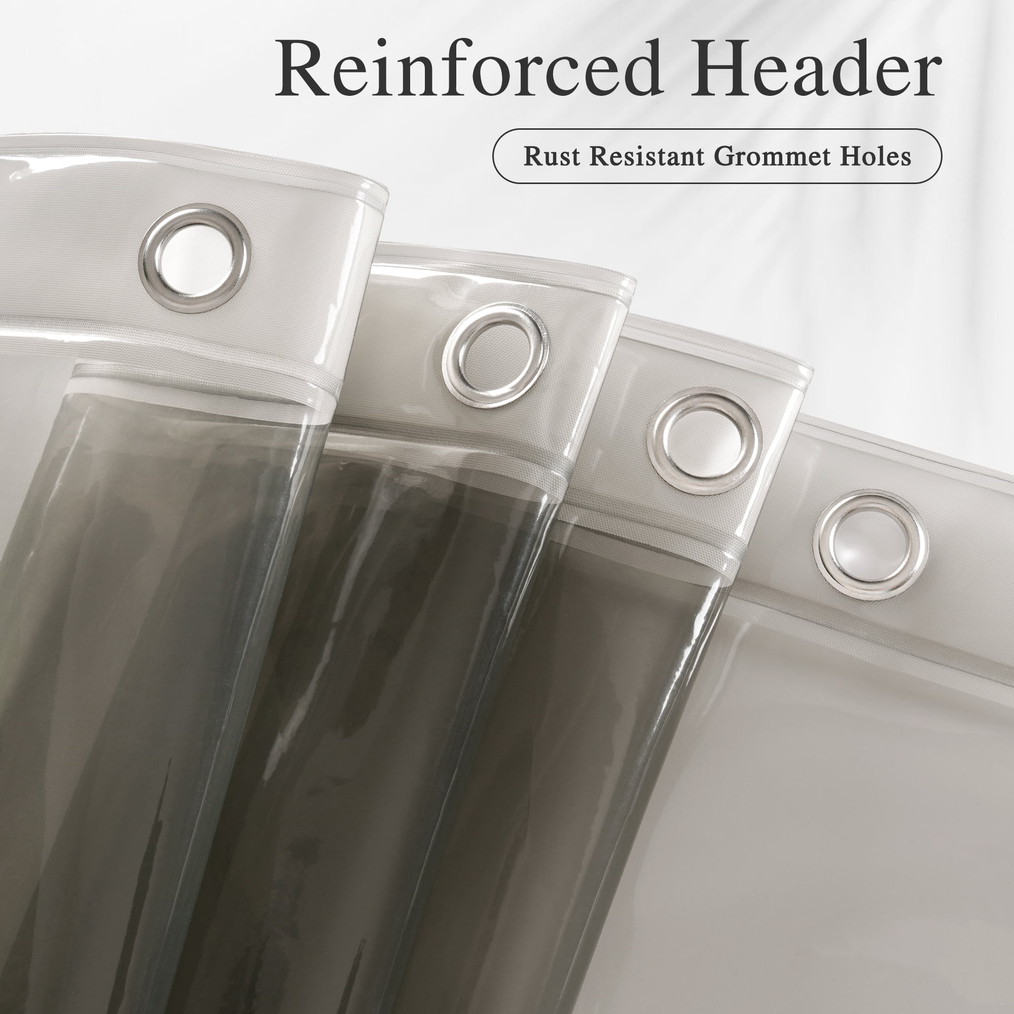 Inosoo Clear Gray Shower Curtain Liner, 100% EVA Heavy Duty & Soft, 72"x 72" , Magnetic