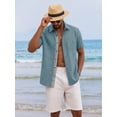 thumbnail image 4 of RICHCOIN Men's Button Down Shirts Short Sleeve Casual Summer Beach Vacation Wedding Shirt with Pocket, 4 of 7