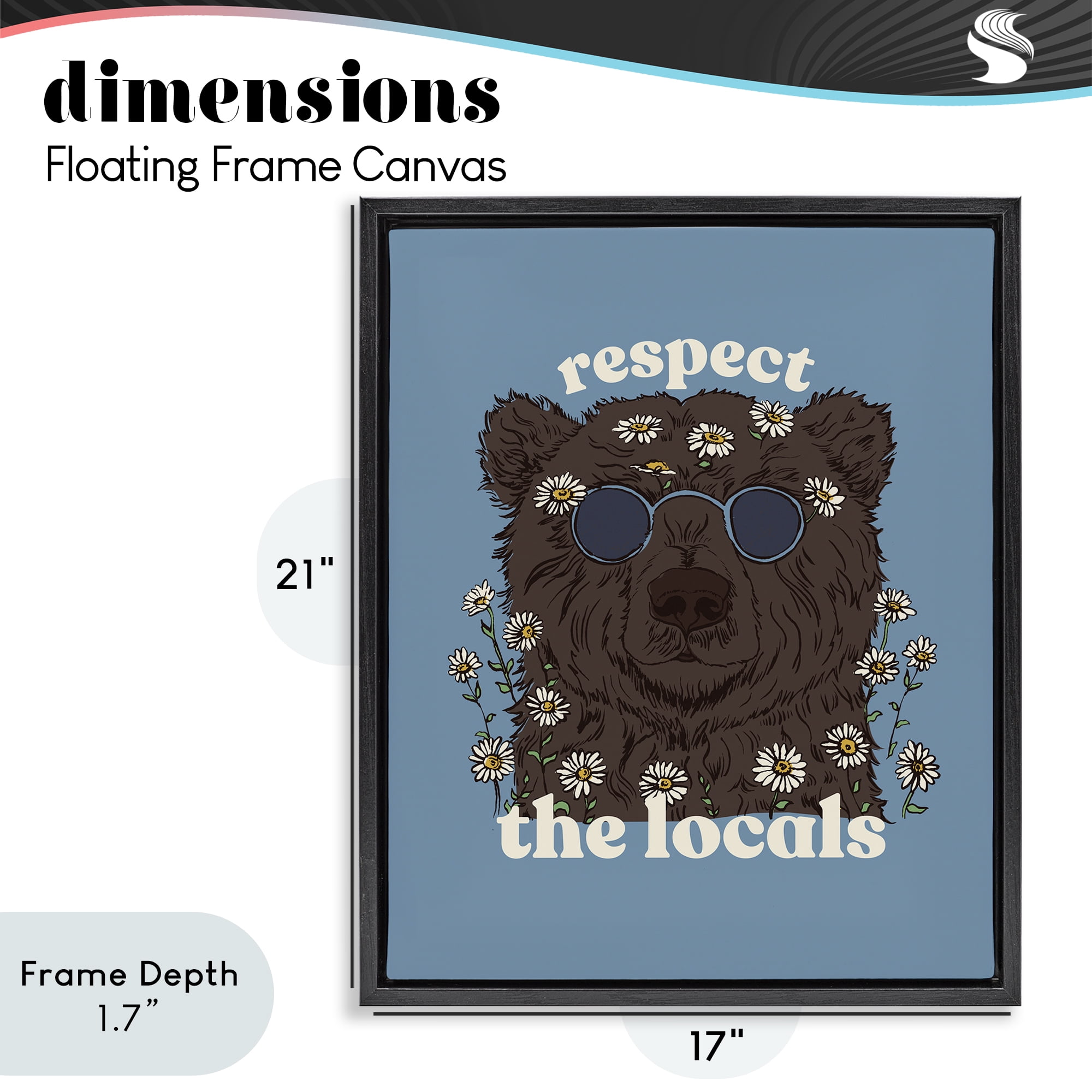 Stupell Industries Respect The Locals Bear Black Framed Floater Canvas Wall Art, design by Two If By Sea Studios