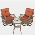 thumbnail image 2 of ELPOSUN 3 Pieces Patio Furniture Set, Outdoor Swivel Gliders Rocker, Wicker Patio Bistro Set with Rattan Rocking Chair, Glass Top Side Table and Thickened Cushions（Orange）, 2 of 8