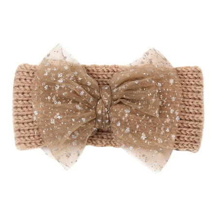 

Toddler Baby Boys Girls Knitted Stretch Solid Lace Bow Hairband Headwear Headband Elastics Hair Accessories One Size