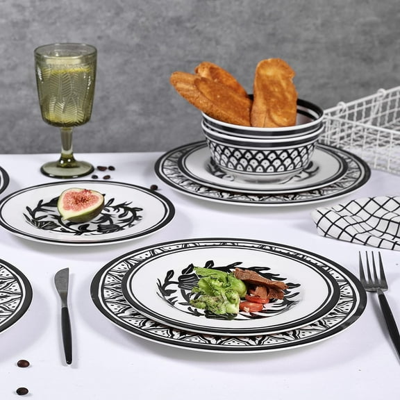 Melamine Dinnerware Sets - 12pcs Melamine Plates and Bowls Set