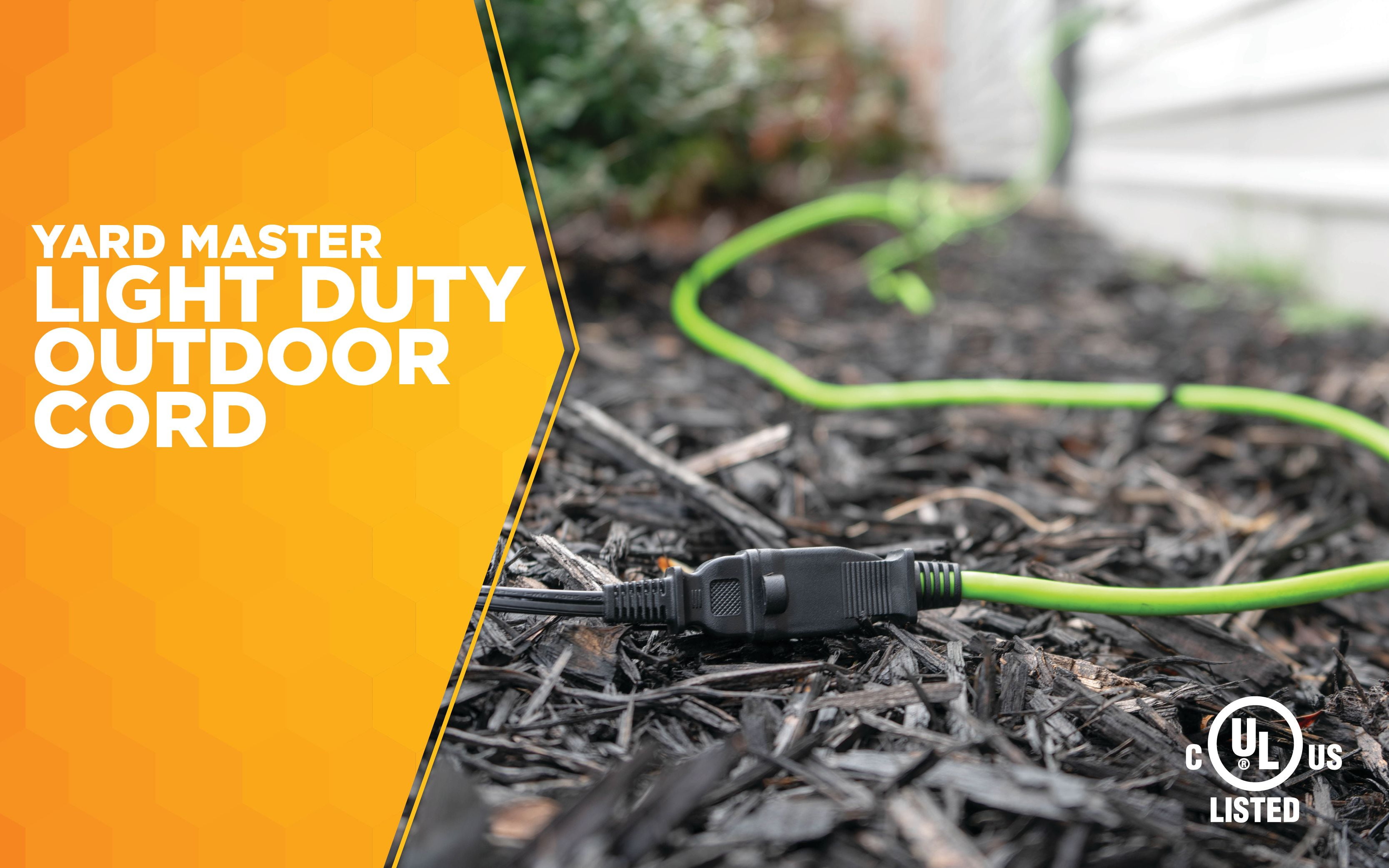Yard Master Outdoor Garden Extension Cord, Lime Green, 120-Foot