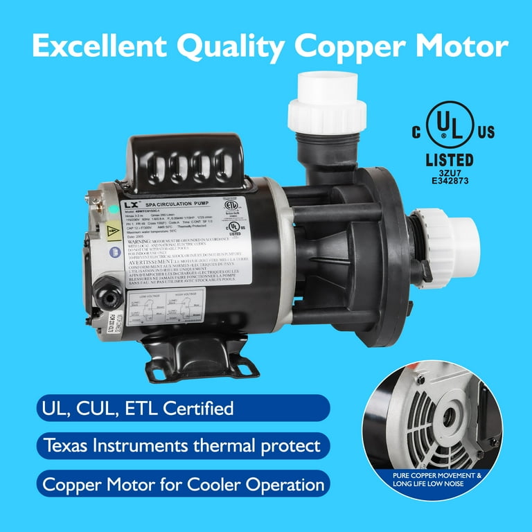 LINGXIAO SPA Hot Tub Circulation Pump, 0.25HP LX Pump Motor