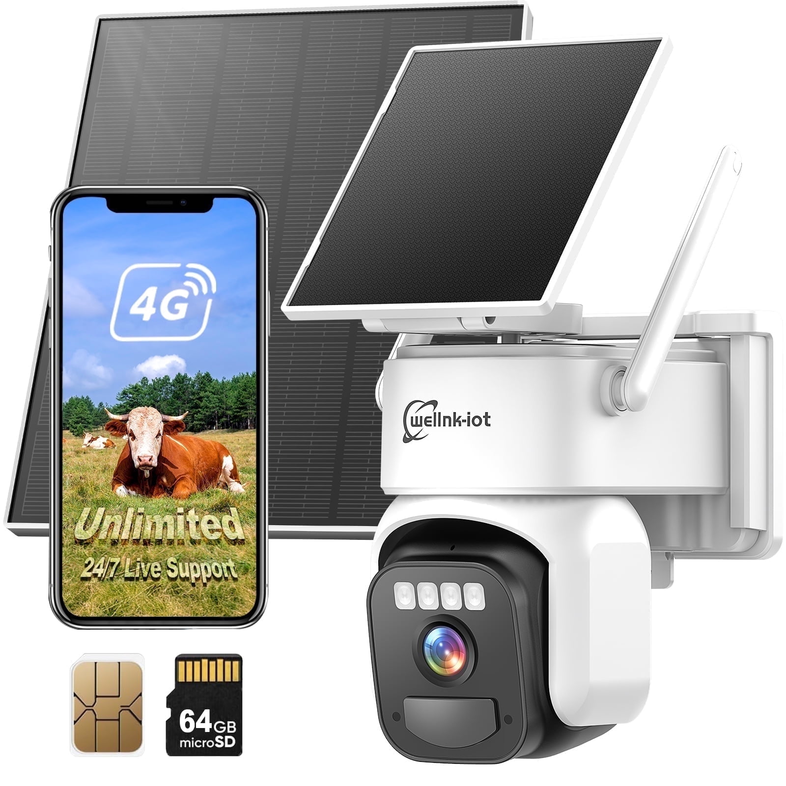 AQUZO 4G LTE Solar Security Camera - No WiFi Needed, 2K PTZ, 1500LM Spotlight, 64GB SD Card, For Off-Grid Areas - View #5