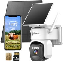 Wellnk-iot  4G LTE Solar Cellular Security Camera with Built-in SIM Card(Subscription Required), Remote Access, Motion Alerts, Auto Human Tracking, No WiFi Security Camera with 2 Solar Panels