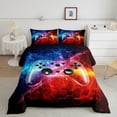 thumbnail image 2 of Erosebridal Game Controller Bedding Sets Twin with Comforter, Honeycomb Geometry Bedding Twin Comforter Set, 3D Gamepad Reversible Duvet Insert, Microfiber Bedroom Decor, 2pcs, 2 of 7