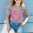thumbnail image 2 of FAOWME T-Shirts For Teen Kids Girls Child Short Sleeve City Name Prints Tshirts Trendy Tee Tops Grey 140, 2 of 4