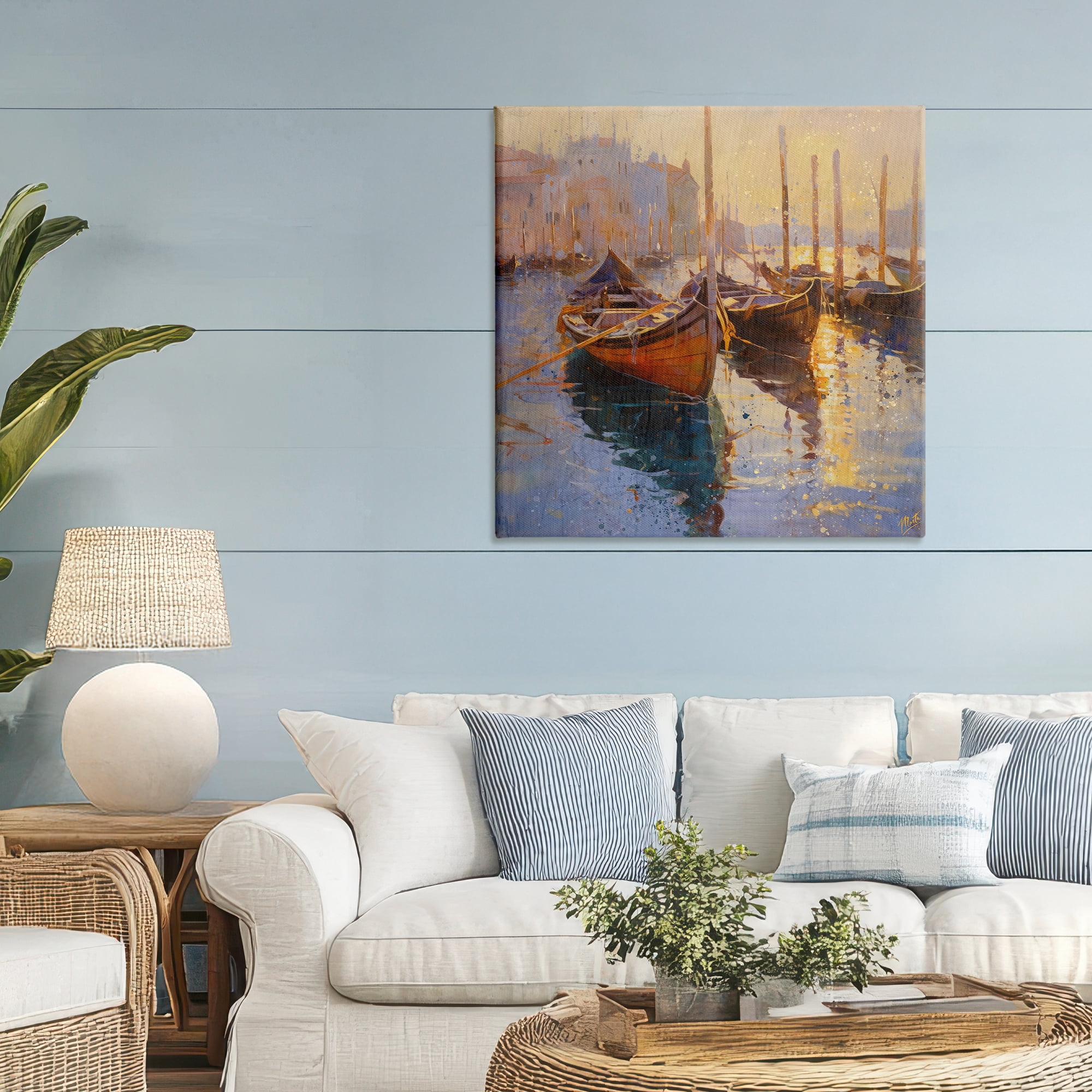Stupell Industries Speckled Venice Boats Canvas Wall Art, design by Marta Wiley