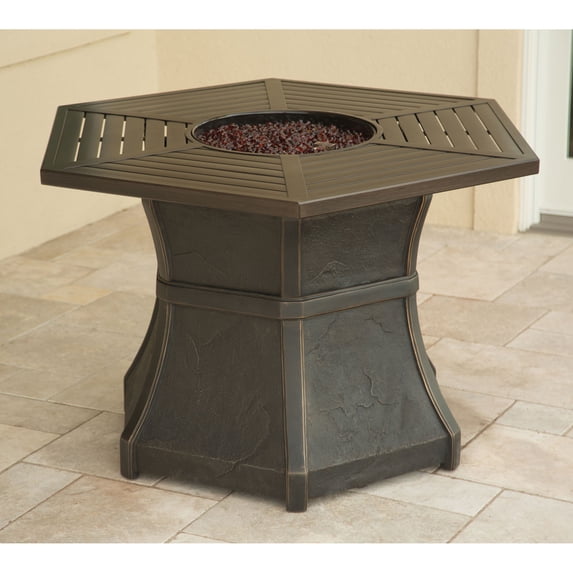 Hanover Aspen Creek 30,000 BTU High-Top Fire Pit Table with Burner Lid
