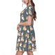 thumbnail image 2 of Disketp Cartoon Bulldog 1 para Vestido de Manga Corta para Mujeres, Vestidos de Verano para Mujeres, Casual y Holgado para la Playa, 2 of 6