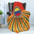 thumbnail image 4 of Venezuela Soft Flannel Fleece Throw Blanket, Vintage Old Design Poster Flag Layout in Vibrant Tones, Cozy Plush for Indoor and Outdoor Use, 50" x 70", Vermilion Dark Lavender, by Ambesonne, 4 of 5