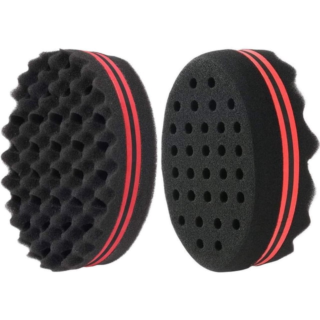 Esponja para cepillo de pelo, 2 esponjas para rizar el cabello afro, esponja para rizos mágicos con agujeros grandes, esponja para el cabello, herramienta de barbero para cabello afro, belleza mágica JFHHH pequeña