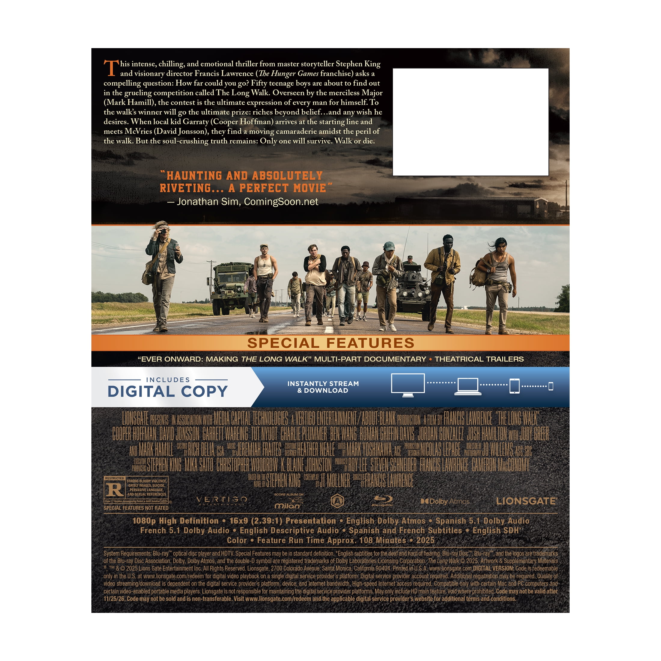The Long Walk (Blu-ray + Digital Copy) Lionsgate, Thriller