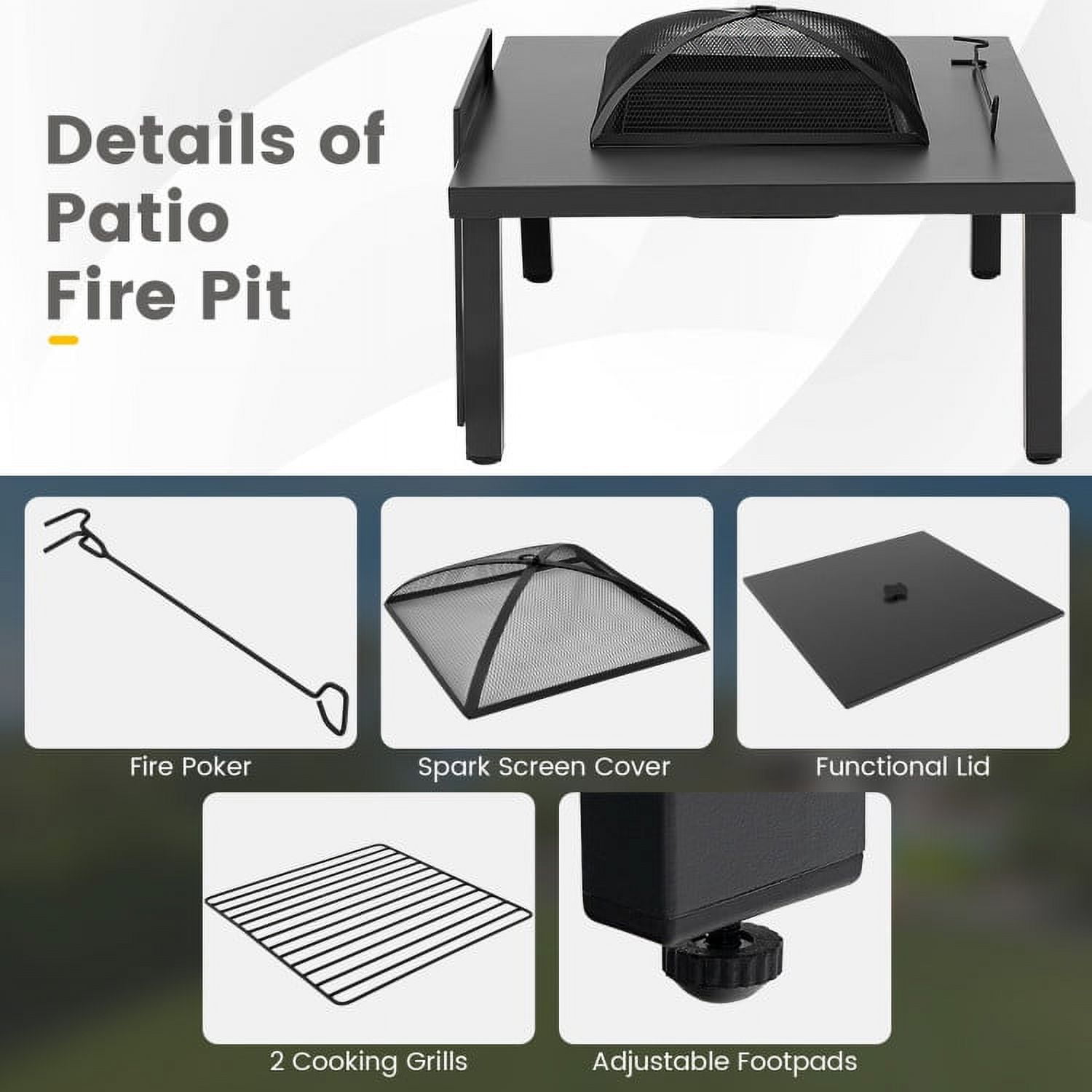 Aimee Lii 5 Pieces Patio Rocking Chairs Set, Outdoor Patio Furniture Set with 4-in-1 Fire Pit Table and Fire Poker Aimee Lii 5 Pieces Patio Rocking Chairs Set, Outdoor Patio Furniture Set with 4-in-1 Fire Pit Table and Fire Poker