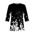 thumbnail image 4 of MGCWSH 3/4 Length Sleeve Womens Tops Dressy Casual Crew Neck T Shirts Three Quarter Length Tunic 2024 Summer Tops for Women Black 3XL, 4 of 5