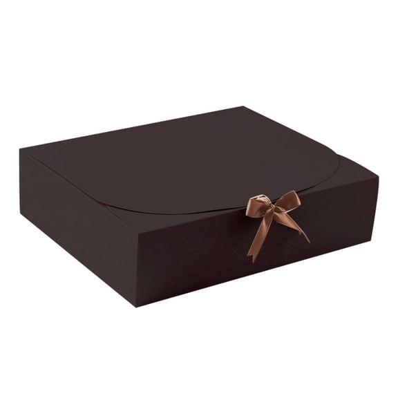 Rinhoo 5pcs Gift Boxes Birthday Paper Favor Cases Party Anniversary Gift Packing Boxes with Ribbon, Black, Small