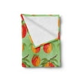 thumbnail image 2 of Peach Soft Flannel Fleece Blanket, Botanical Organic Garden Delicacies Mellow Orange Nectarines with Leaves, Cozy Plush for Indoor and Outdoor Use, 50" x 60", Green Orange Vermilion, by Ambesonne, 2 of 5