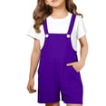 thumbnail image 3 of Mercatoo Teen Girls Bib Overalls Shorts Kids Sleeveless Solid Color Suspender School Rompe1 Tween Trendy Summer Casual Shortalls, 3 of 9