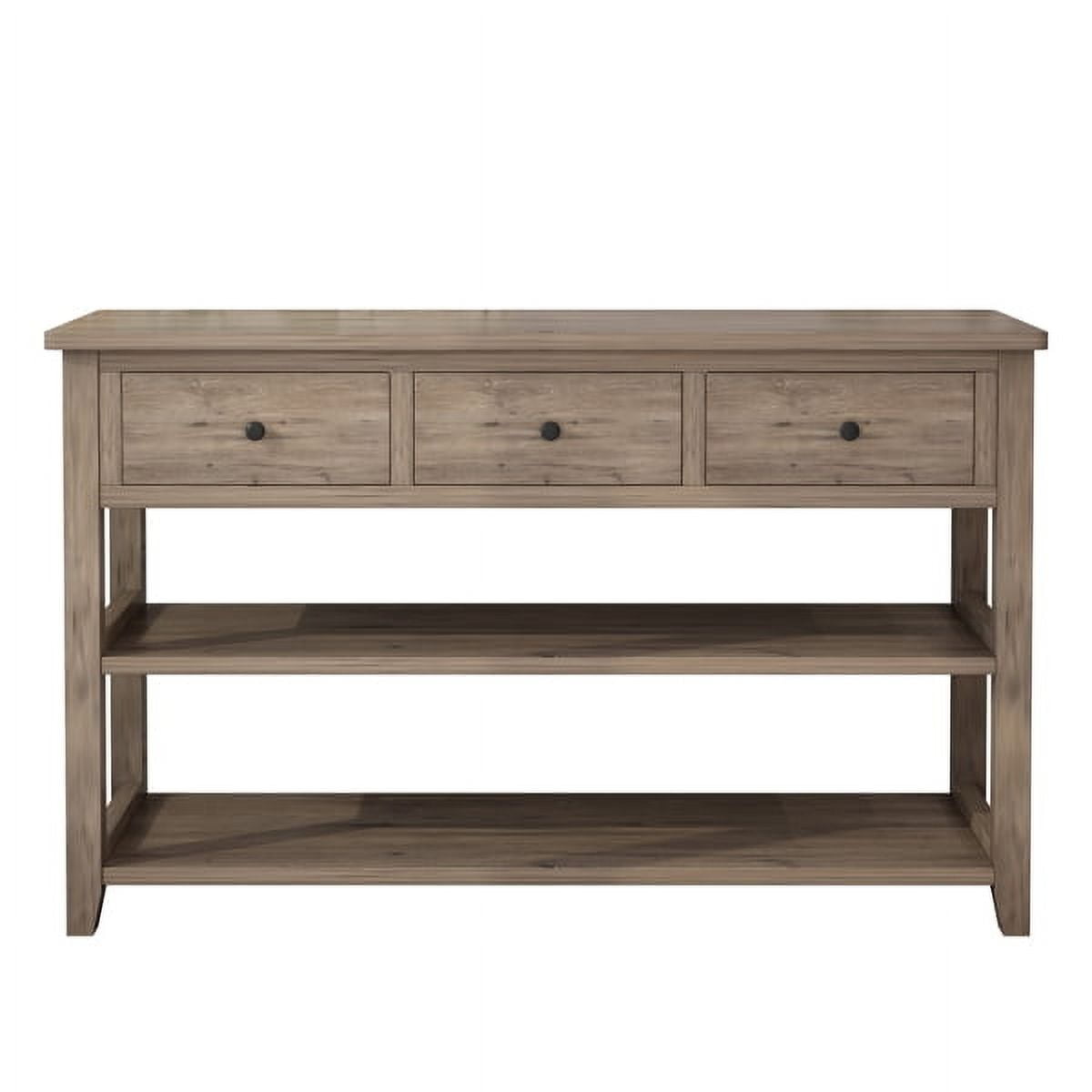 Farmhouse Vintage Console Table, 47.2" Wash Gray Sofa Table with 4 Drawers & Open Shelf, 200lb Capacity for Entryway, Living Room, Bedroom