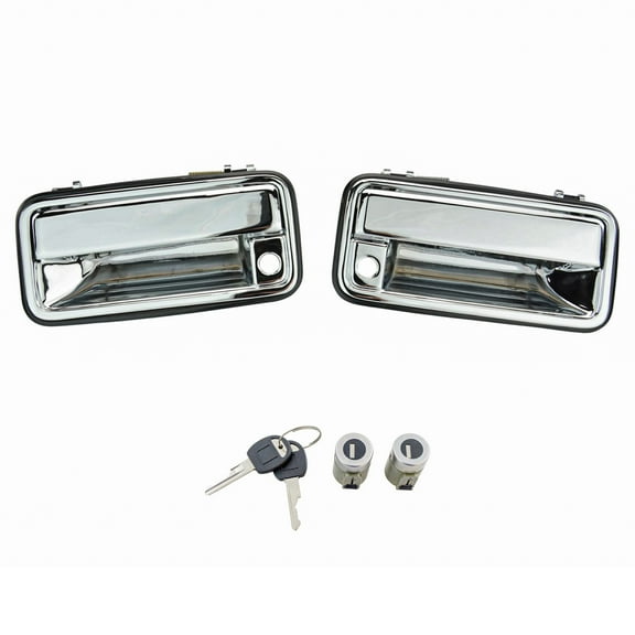 Front Chrome Exterior Outside Door Handle w Lock Cylinder Kit Set for CK Truck DHA67491