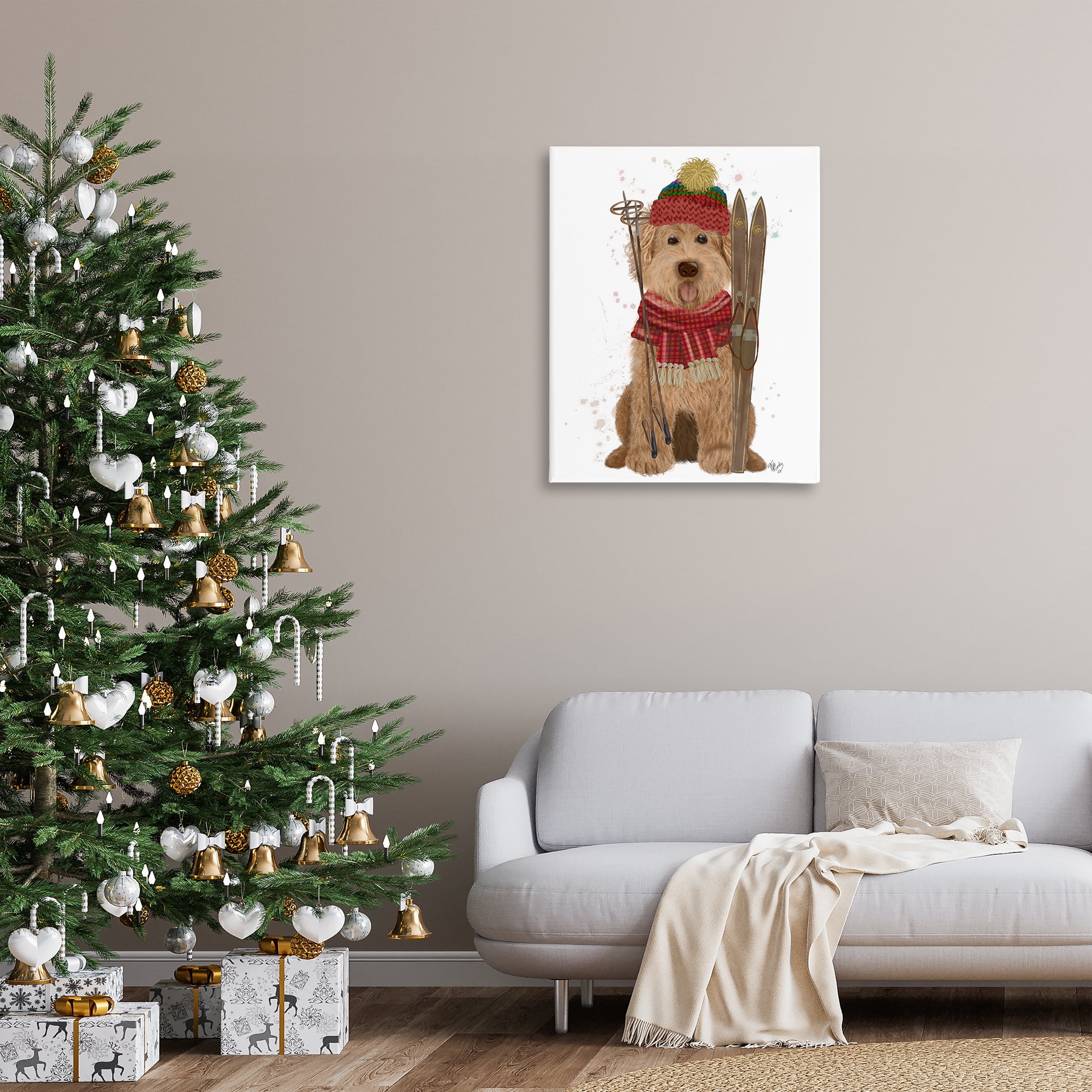 Stupell Industries Dog with Winter Skis Animals & Insects Painting Gallery Wrapped Canvas Art Prints Wall Art, 30 x 40