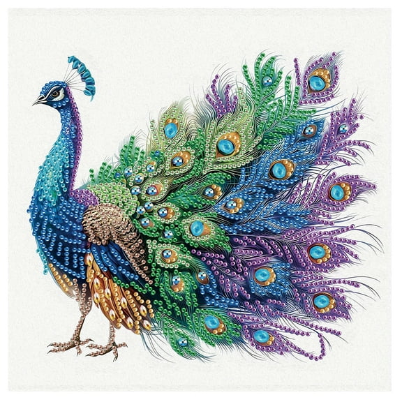 5D DIY Diamond Painting Kit Peacock Special Shape Creative Diamond Craft Suitable for Home and Office Decor, Festive Gifts