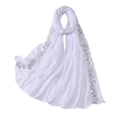 thumbnail image 2 of Helii Chiffon Hijab Scarf for Women – Pearl Chiffon Embroidery Sequins Head Wrap, Lightweight Breathable Muslim Head Scarf for Evening Party Wedding, Gift for Women White,One Size, 2 of 9