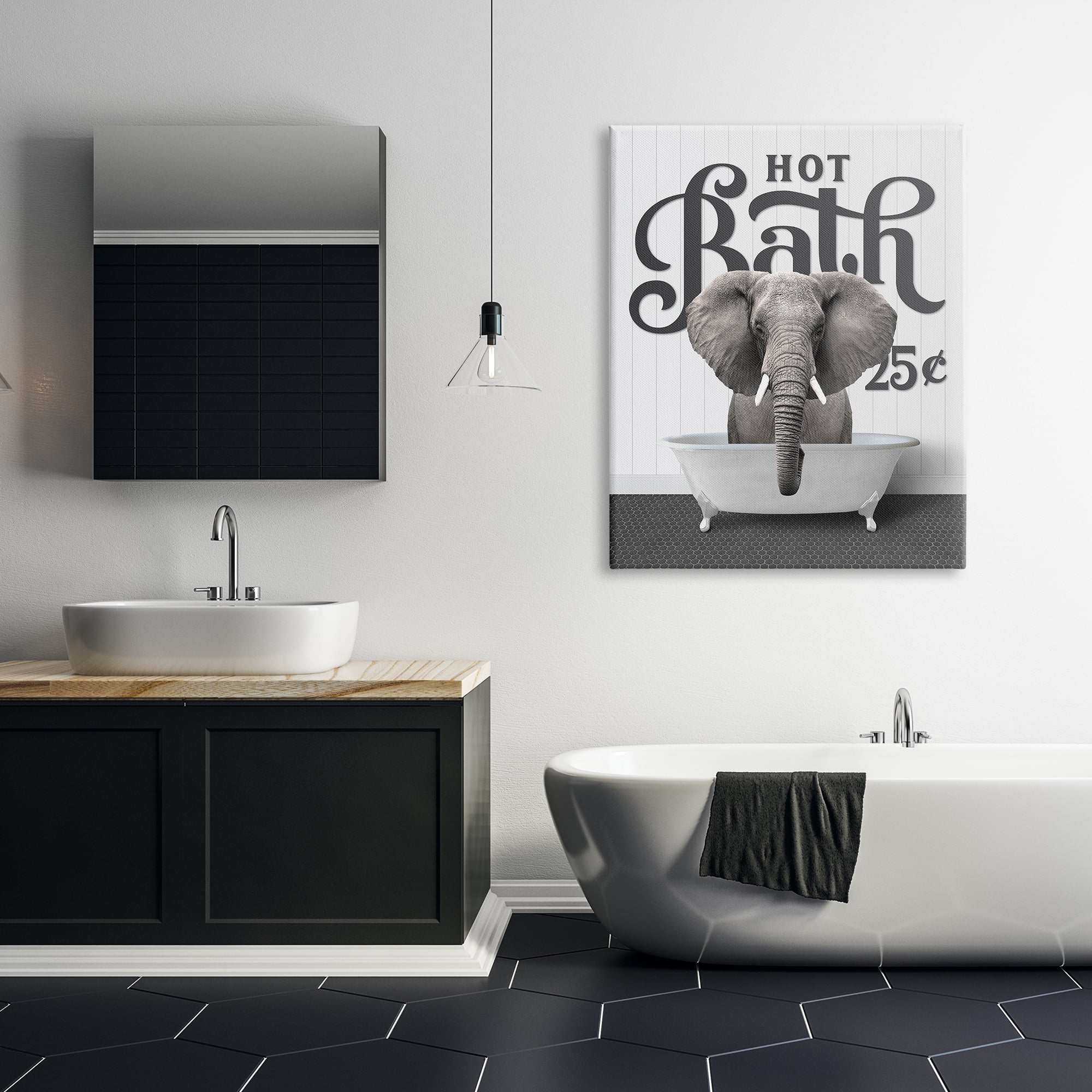 Stupell Industries Vintage Hot Bath Elephant Animals & Insects Painting Gallery Wrapped Canvas Print Wall Art, 36 x 48