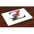 thumbnail image 1 of Ambesonne Letter Z Place Mats Set of 4, Zinnia Petals Leaves Z, Standard Size, Fuchsia Green Black, 1 of 4
