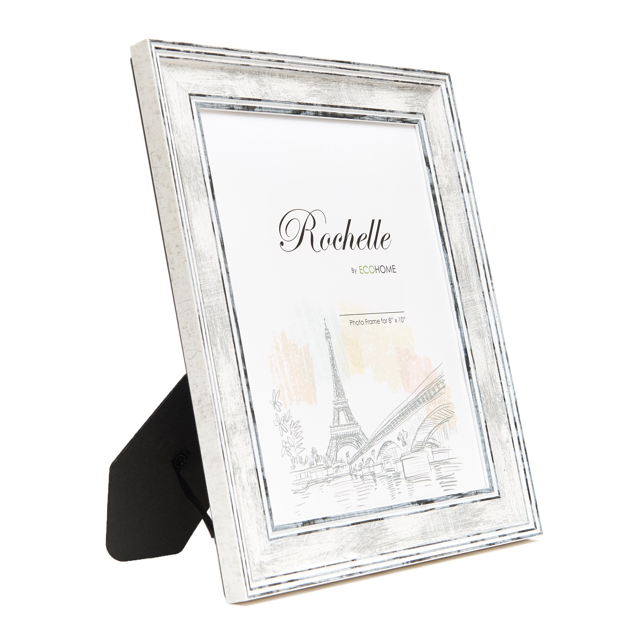 8x10 Distressed White Picture Frame, Wall Mount or Desktop Display